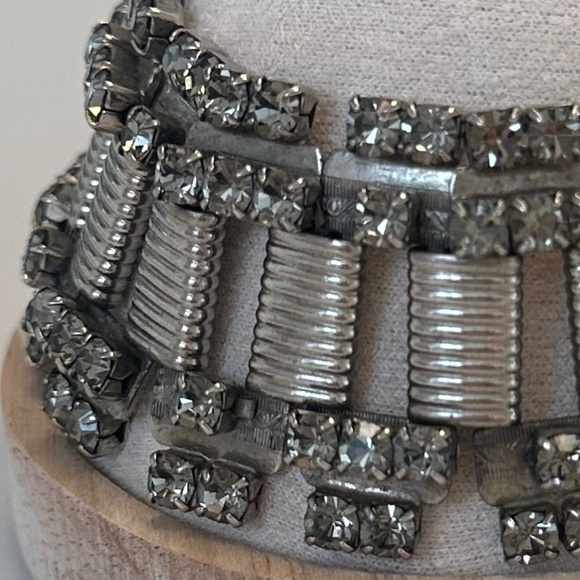 DANNY POLLAK Antique Silver Black Diamond Swarovski Crystal Rock & Roll Bracelet - Picture 3 of 11